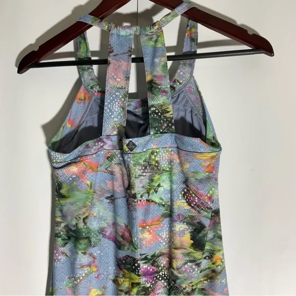 Prana Cantine Dress Blue Graceful Stretch Halter Double Strap back Round Neck XS - Picture 9 of 16
